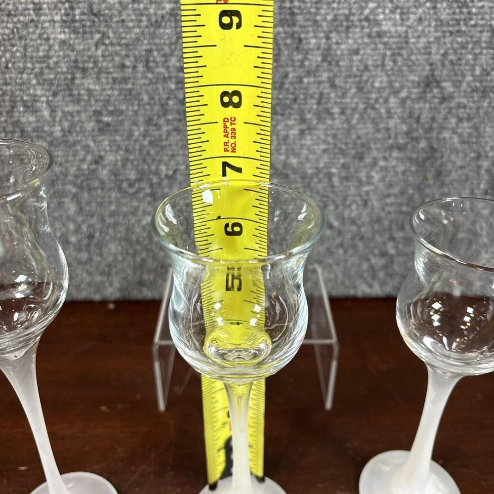 Partylite Iced Crystal Trio Set Frosted Stem Glass Votive Tealight Holder P9248